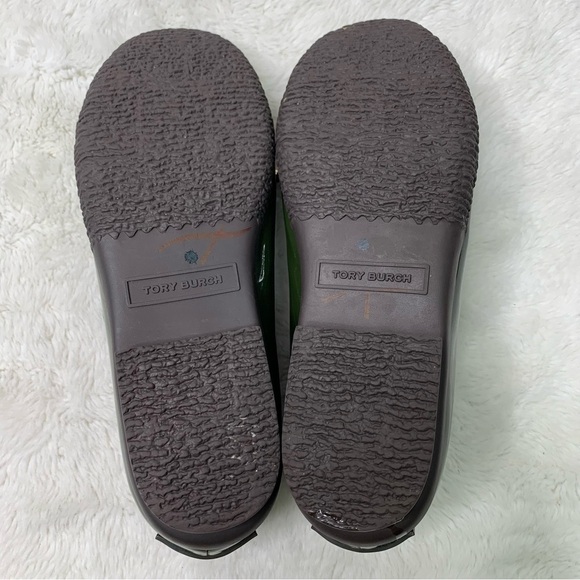 Tory Burch Women's Matthew Duck Boots 8 Green Brown Leather Rubber Rain Shoes - Picture 16 of 16